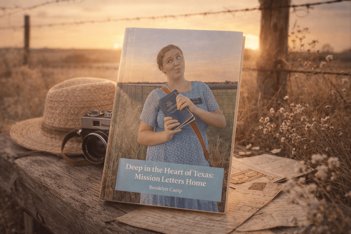 A hardbound missionary book showing a beautiful custom cover with mission photos